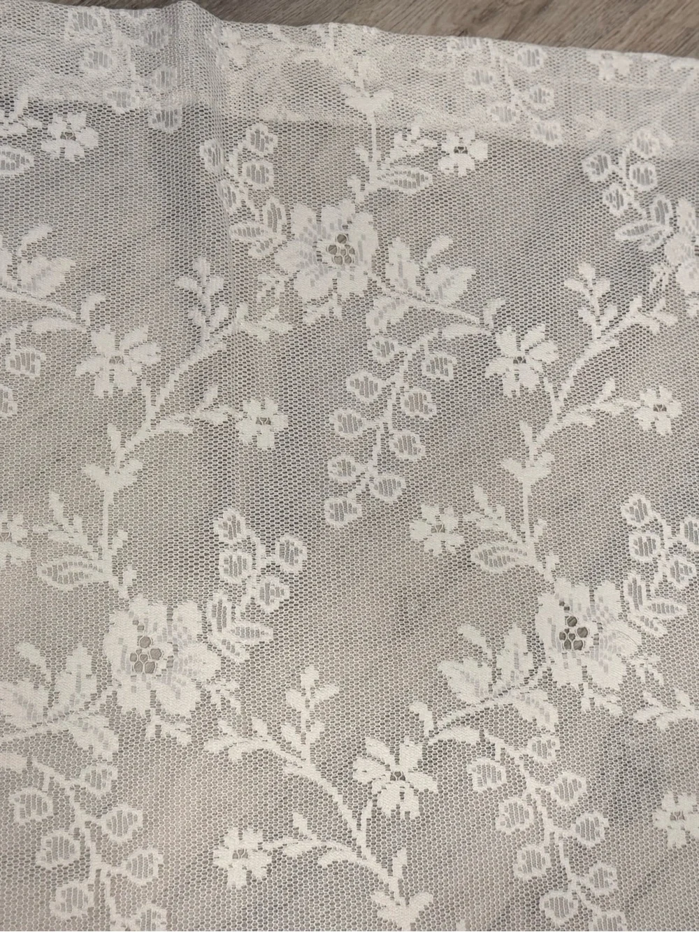 Ivory Cotton Floral Lace Victorian Double Rod Curtains 60